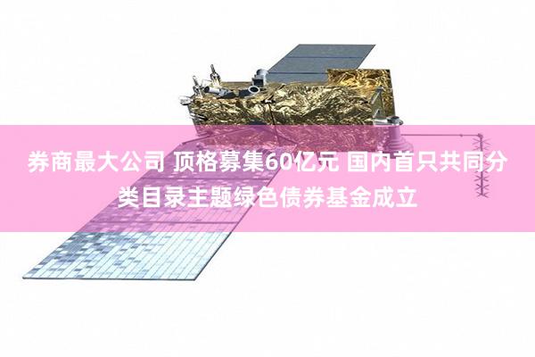 券商最大公司 顶格募集60亿元 国内首只共同分类目录主题绿色债券基金成立