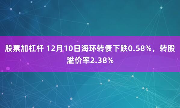 股票加杠杆 12月10日海环转债下跌0.58%，转股溢价率2.38%