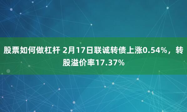 股票如何做杠杆 2月17日联诚转债上涨0.54%，转股溢价率17.37%