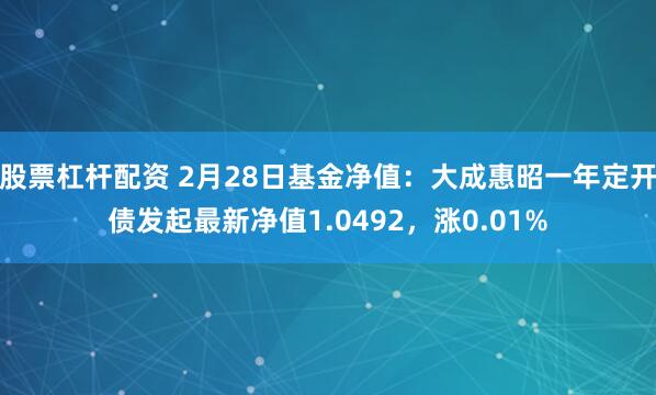 股票杠杆配资 2月28日基金净值：大成惠昭一年定开债发起最新净值1.0492，涨0.01%