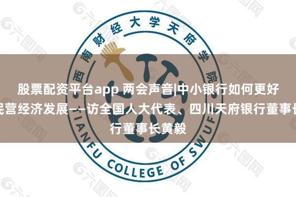 股票配资平台app 两会声音|中小银行如何更好助力民营经济发展——访全国人大代表、四川天府银行董事长黄毅