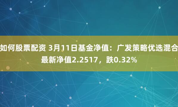 如何股票配资 3月11日基金净值：广发策略优选混合最新净值2.2517，跌0.32%